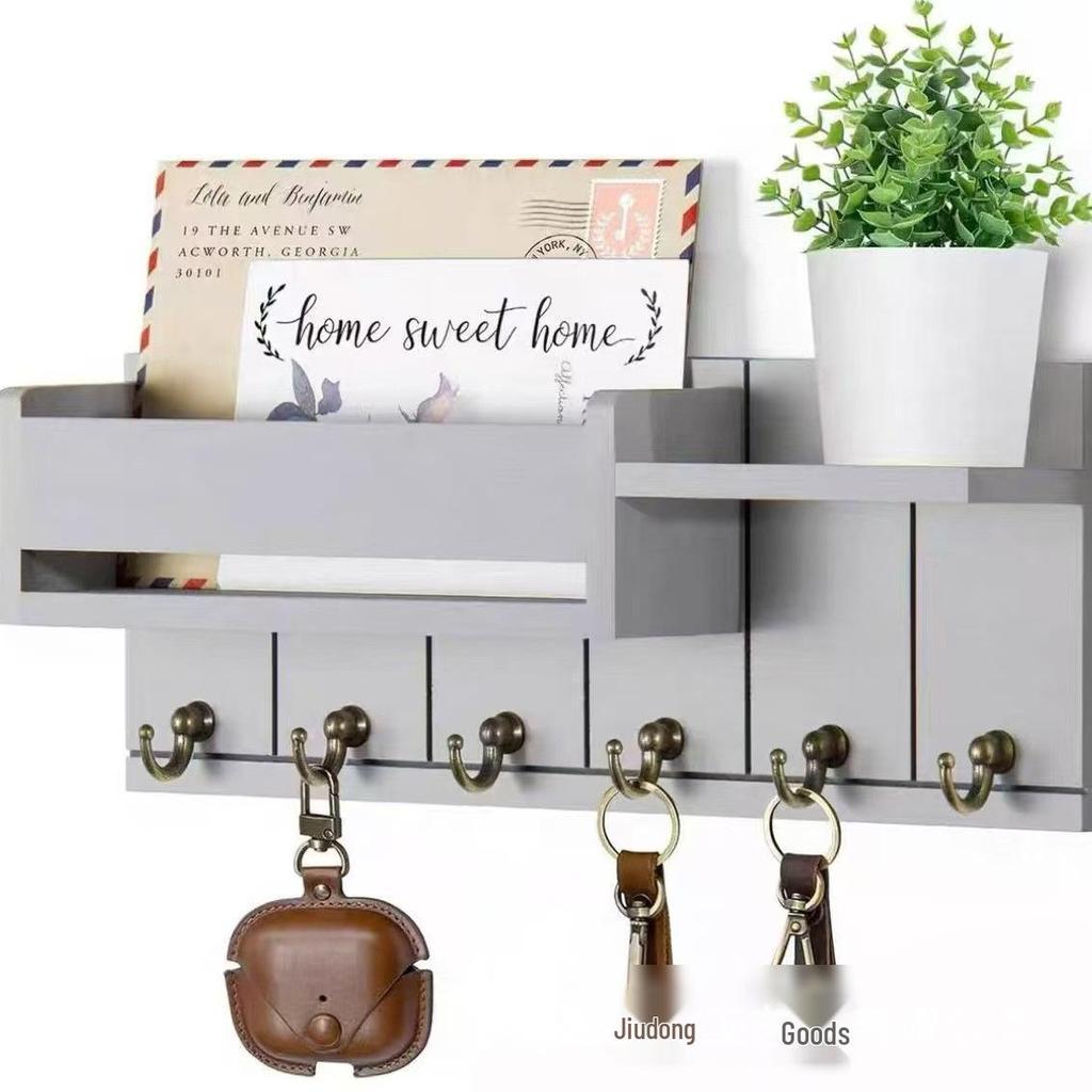 Modern Minimalist Solid Wood Wall-Mounted Entryway Key Shelf