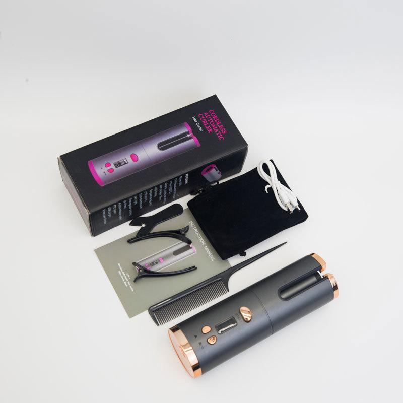 Hair Curler Set Cordless Automatic Rotating Hair Curler Curling Iron LED Display Temperature Adjustable Styling Tool Wave Styer