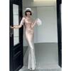 Evening Dress Women's  New Banquet Temperament Light Luxury Niche High-end Host Advanced Sense Sexy Fishtail Skirt