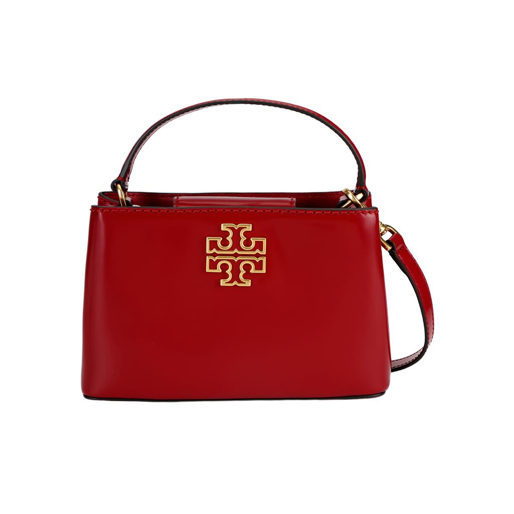 Tory Burch Britten Double T Logo Hardware Leather Shoulder Crossbody Bag Small Women Handbags Red 142622-600