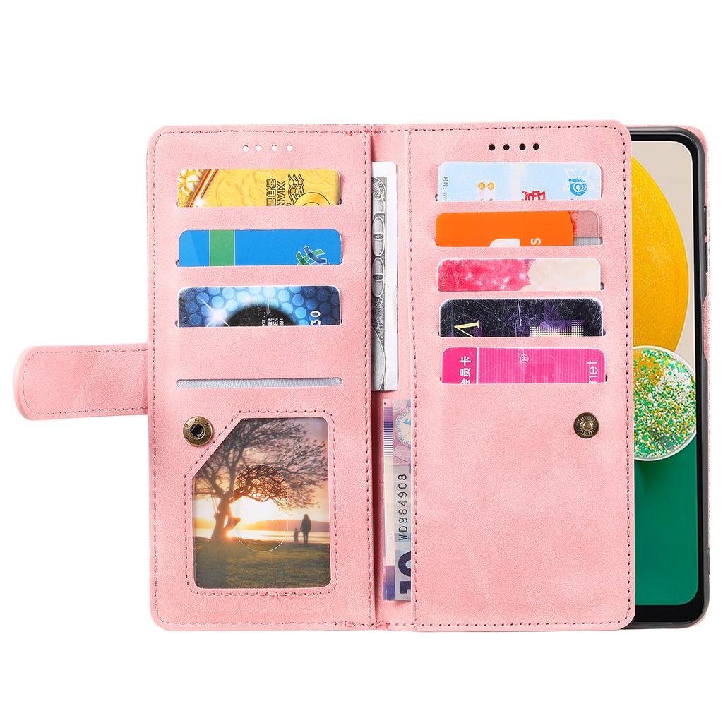For Samsung Galaxy S26+ Case 9 Card Slots Zipper Wallet PU Leather Phone Cover with Wrist Strap