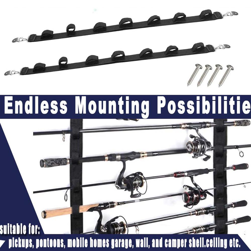 2 Stück Fahrzeug Angeln 7 Rutenhalter Nylon Auto Angelrutenhalter Schwerlast Verstellbarer Angelruten Gurt für SUVs Vans