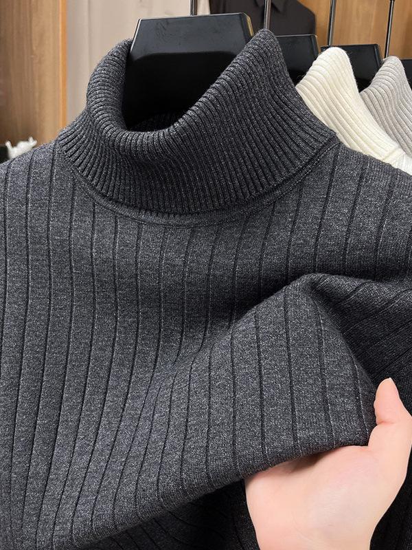 Men's Fashionable Thick Knit High-Neck Pullover Sweater