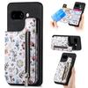 For Google Pixel 9a Leather Phone Cover with RFID Blocking Zipper Card Bag Kickstand