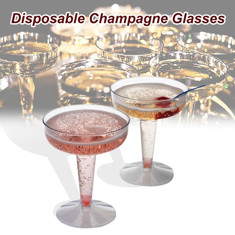 6Pcs 120Ml Wedding Party Plastic Wine Champagne Flute Disposable Clear Glasses