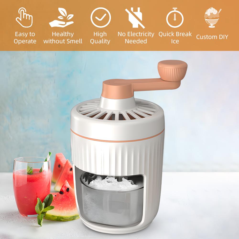 

Shaved Ice Machine - Hand Crank Slushie Maker Machine with Ice Tray Portable Snow Cone Machine with Stainless Steel Blades for Ice Cream Cel