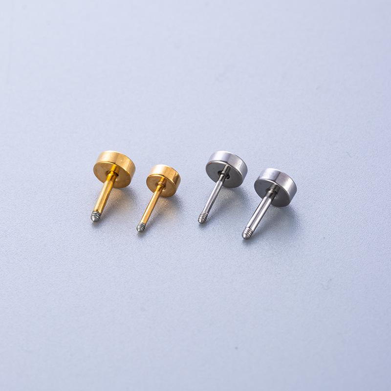 Henson Titanium Steel Cartilage Stud Earrings with Screw Bar and Ball Disc Back
