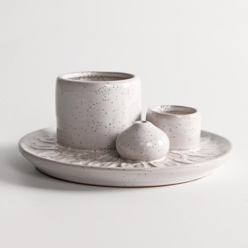 Simple Design Candle Holder Multifunctional Ceramic Incense Tray Incense Stick Holder Room Decor