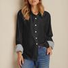 Women's Shirt Blouse Solid Color Button Long Sleeve Casual Basic Shirt Collar Regular Top