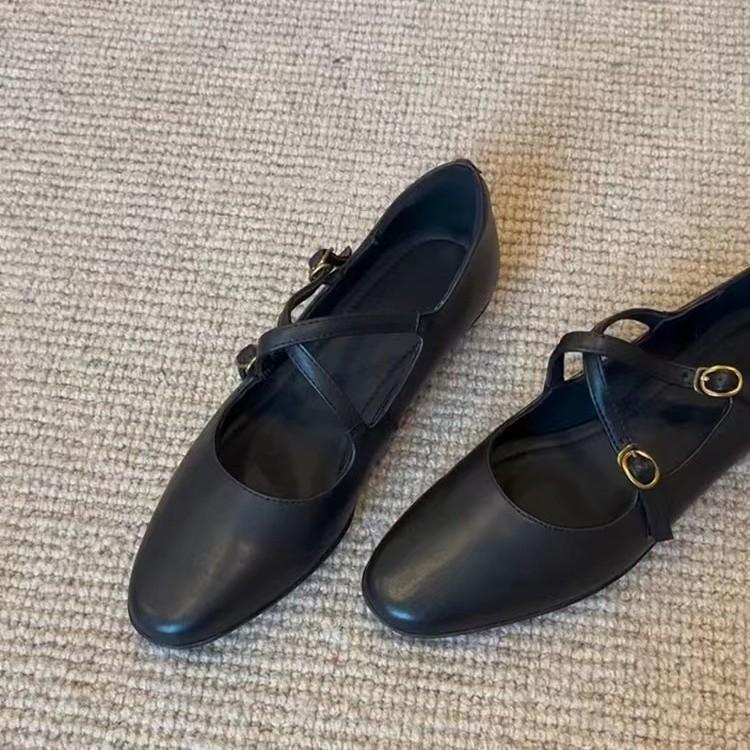 Schafsleder-Version~ Flache schwarze Pendlerschuhe, weich besohlte Einzelne Schuhe, Retro zu Röcken, Mary Jane Schuhe, Abendschuhe.