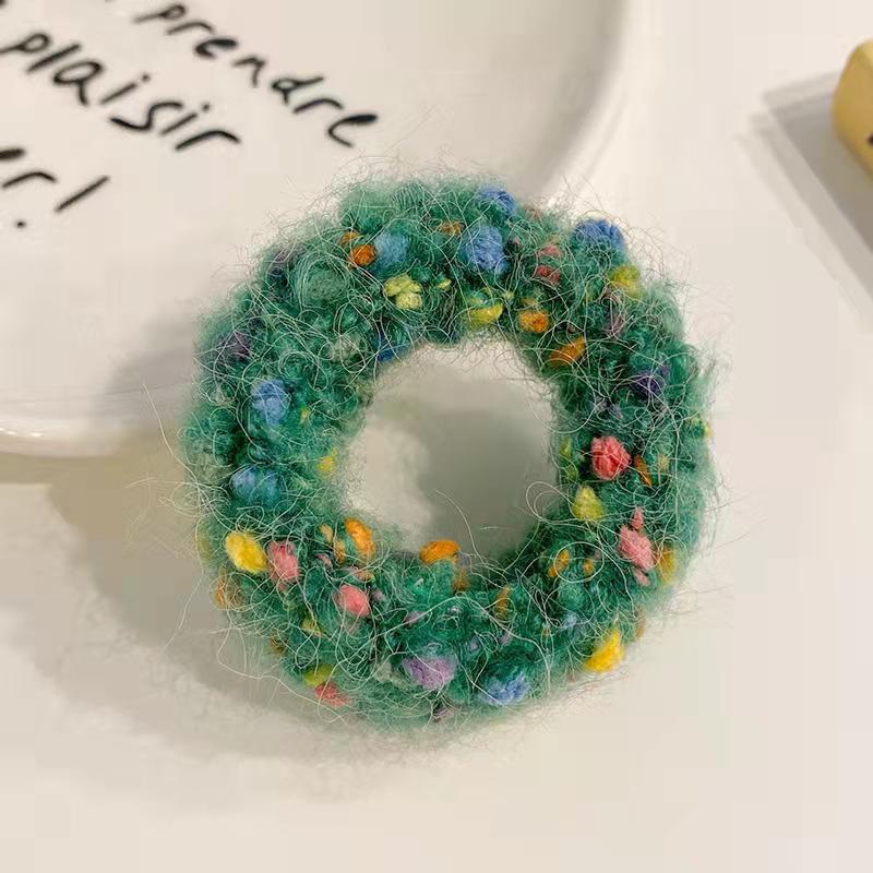 1PCS New Colored Dot Plush Hair Loop High Elastic Thick Ponytail Holder Vintage No Harm Hair Scrunchie Women Girl Hair Accessory