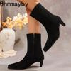 Autumn Winter Fashion Pointed Toe Women Ankle Boots Fashion Low Heels Short Booties Street Style Party Stripper Female Shoes