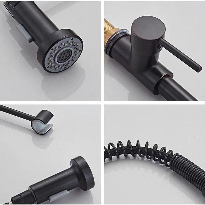 Brushed Pull Down Kitchen Faucet Chrome Dual Modes Nozzle Hot Cold Water Mixer Crane Tap Brass Spring Kitchen Sink Faucets