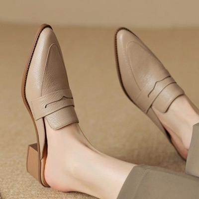 Dames Pantoffels en Dames Sandalen Muilen Puntige Neus Slides Goedkope Liquidatie Echt Leer in de Aanbieding Nieuwe Mode Schoenen