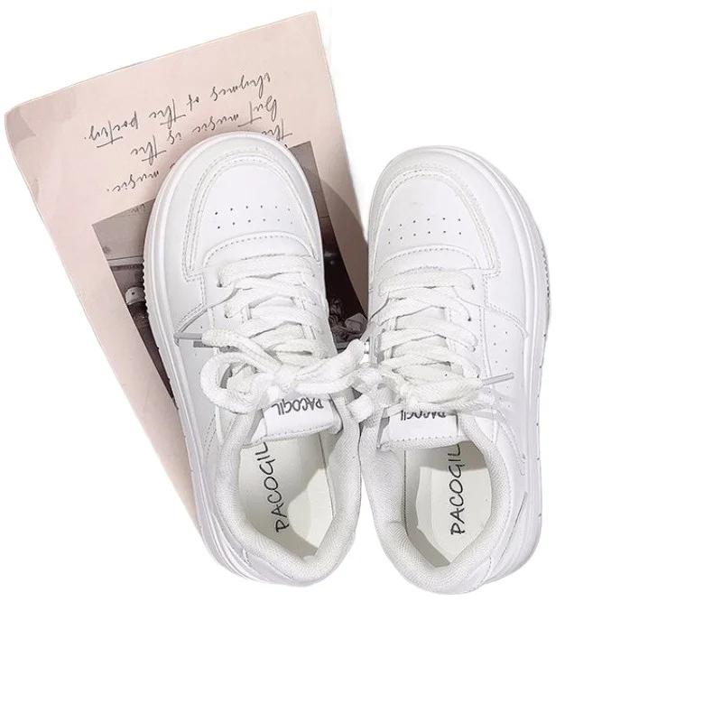Fashion High Quality Women Sneakers Solid Color Fashion Casual Shoes Comfortable Lace Up Platform Shoes Outdoor Walking Vulcanize Shoes