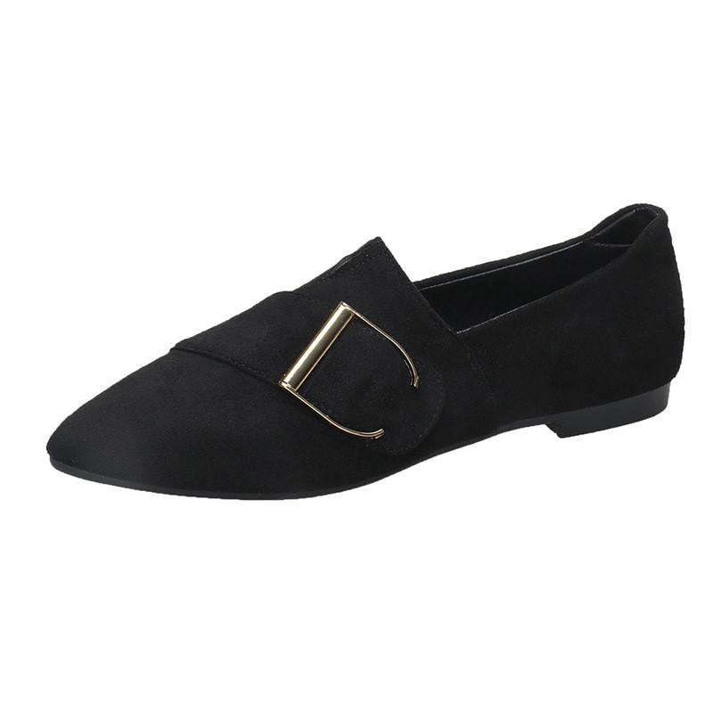 Spring and Autumn Footwear Plus Size Pointed Shoes Joker Flat-bottomed Soft Leather Women's Shoes
