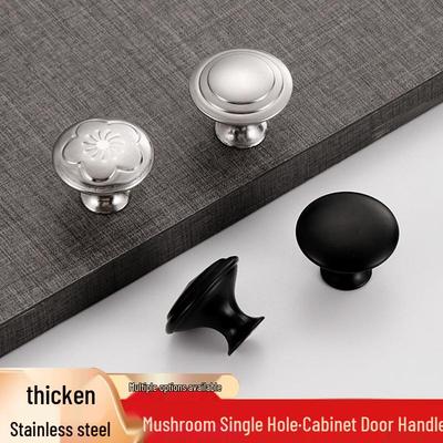 Black Round Mushroom Head Stainless Steel Cabinet Handle