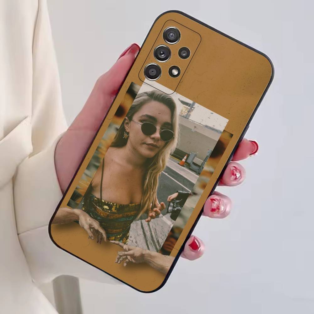 Actress F-Florence Pugh Phone Case For Samsung S25,S24,S21,S22,S23,S30,Ultra,S20,Plus,Fe,Soft Silicone Black Cover