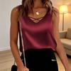 Dames satijnen tanktop zijdezacht basic camisole blouses casual V-hals cami mouwloos lounge tops zomer business werkhemden