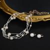 Vintage Romantický Francouzský Vícevrstvý Hvězdný Choker a Sada Perlových Náušnic