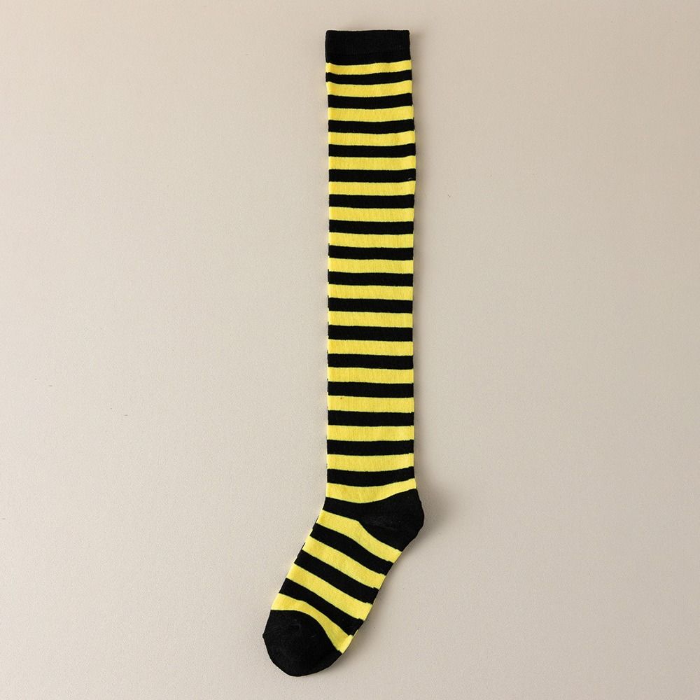 Absorb Sweat Colorful Striped Stockings Keep Warm Knee Thigh High Socks  Fashion Show