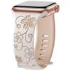Compatible with Apple Watch: Laser Engraved Two-Color Floral Butterfly Silicone Strap with 3D Design