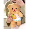 Internet celebrity yellow bear refrigerator sticker pendant apron bear plush doll cute toy personality creative magnetic doll