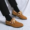Spring Handmade Casual Shoes Loose Oversized Leather Shoes Lace Up Business Formal Breathable Comfortable Men Fashion Loafers