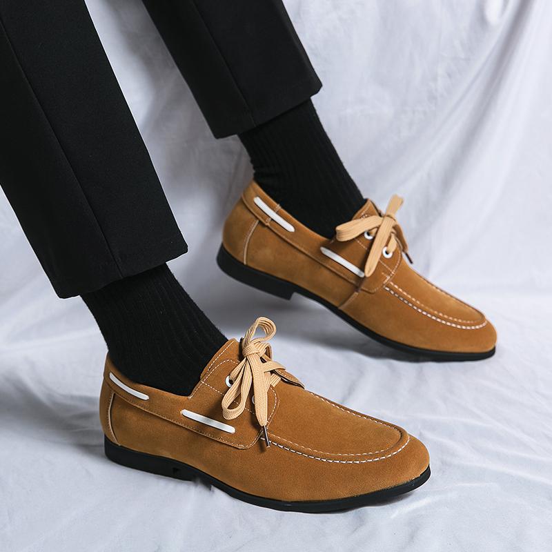 Spring Handmade Casual Shoes Loose Oversized Leather Shoes Lace Up Business Formal Breathable Comfortable Men Fashion Loafers