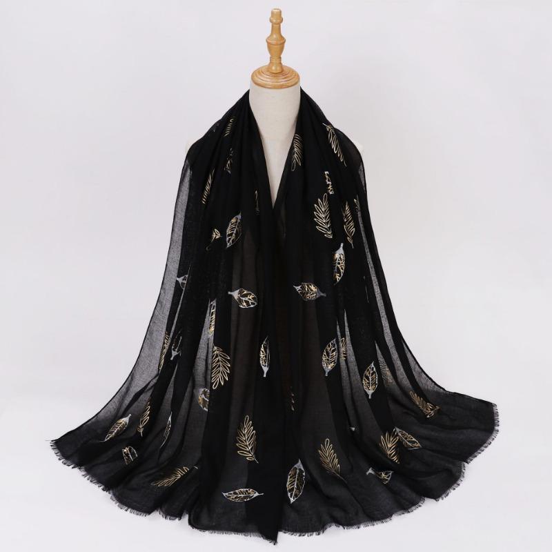 Ethnic Style Gold Foil Printed Scarf Soft Polyester Women S Fashion Scarf