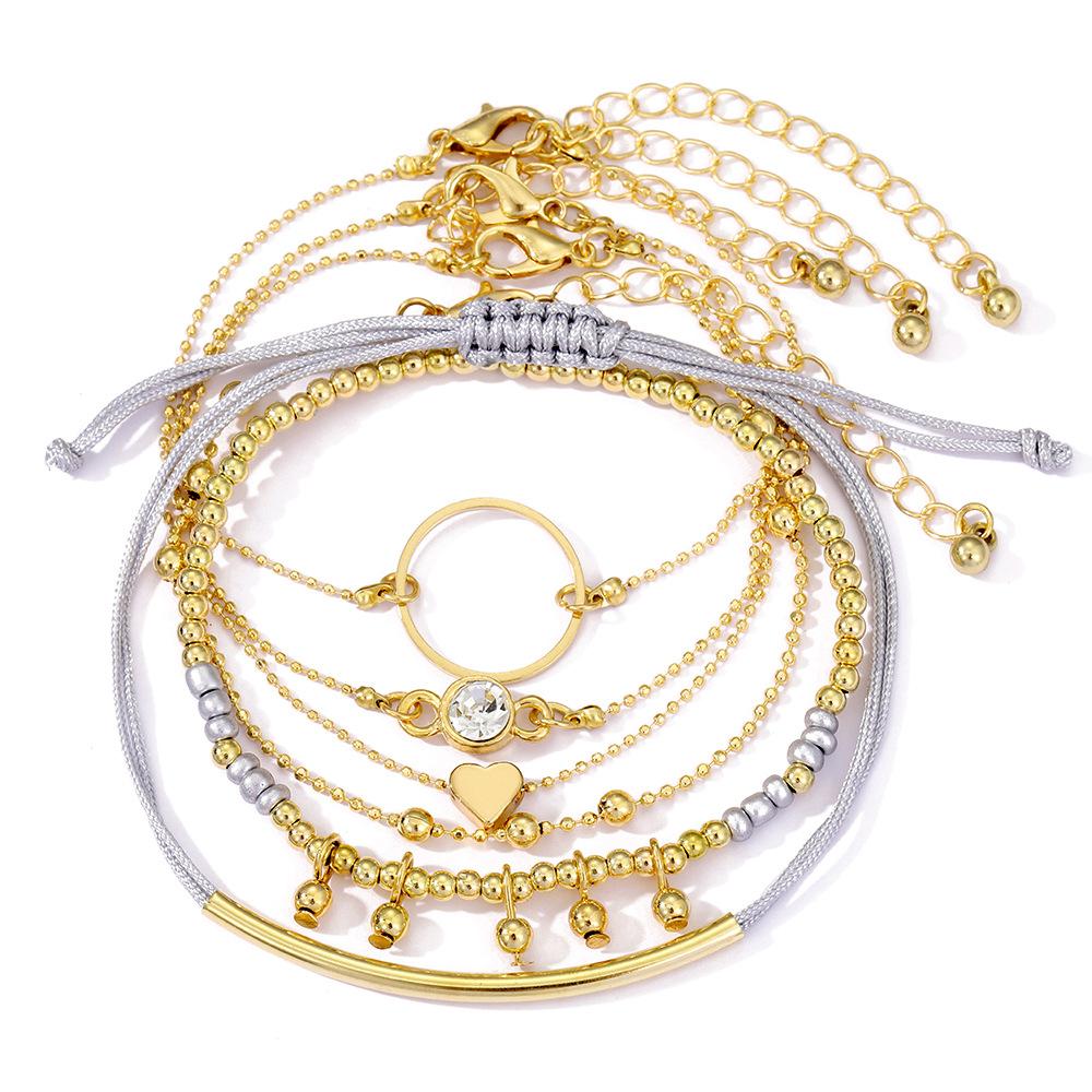 Accessories, Retro Imitation Pearl Chain Beaded Bracelet, Simple Alloy Love Rhinestone Versatile Bracelet