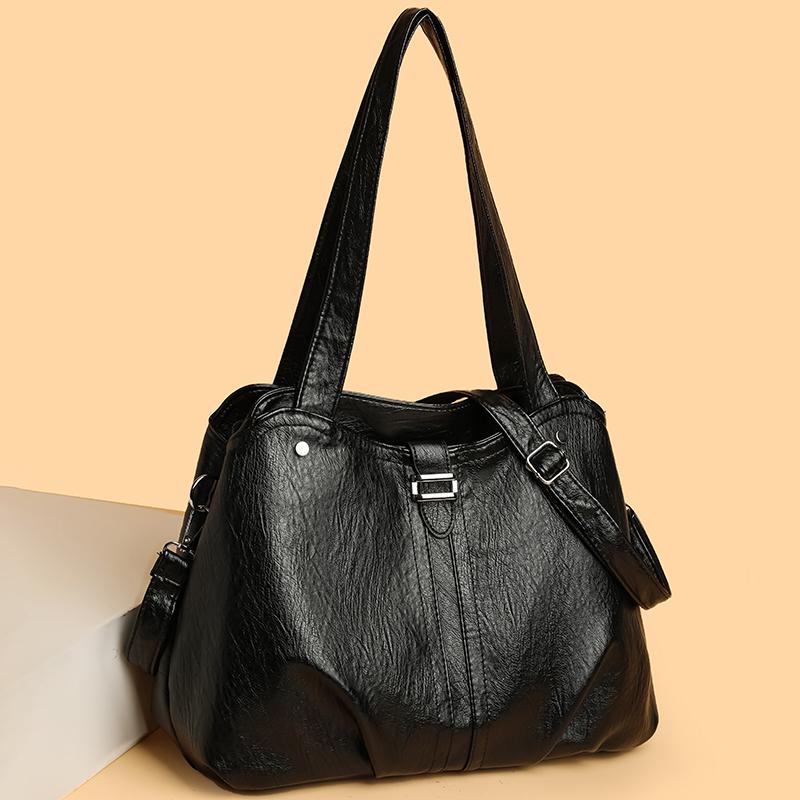 Dámská velkokapacitní taška přes rameno z měkké kůže, taška přes rameno, taška pro matky