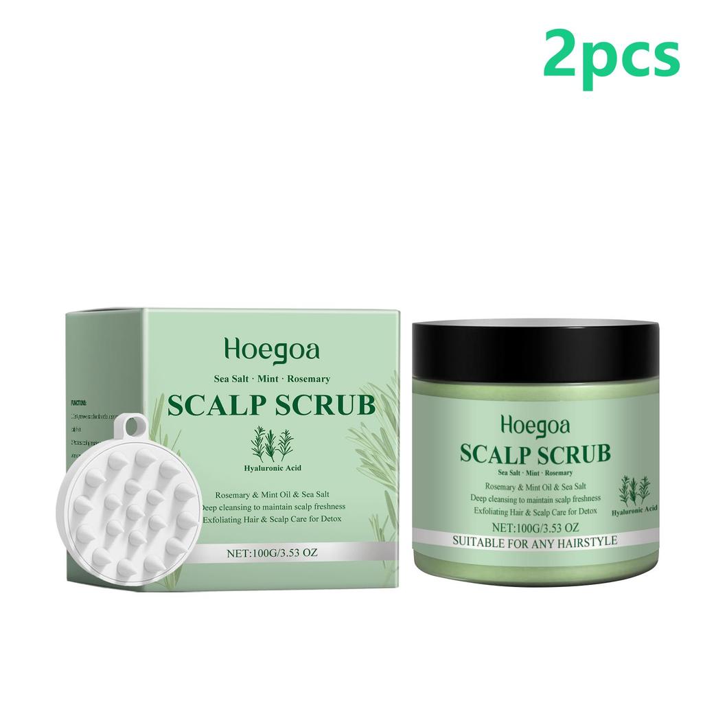 Hoegoa Rosemary Scalp Scrub with Hair Cleaning Brush Oil Control Refreshing Mint Oil Anti-Itch Shampoo Moisturizing Hair Scrub