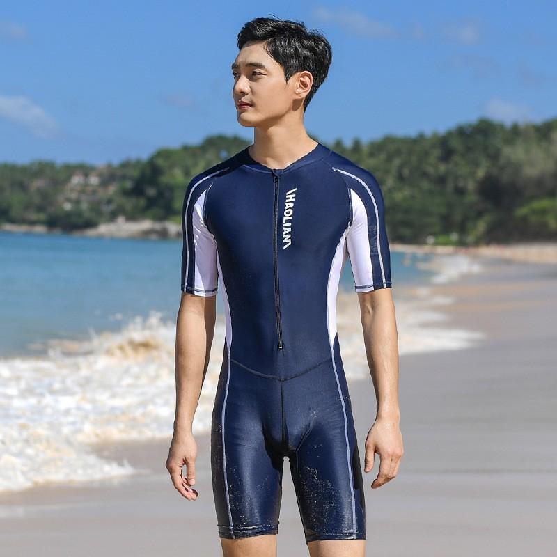 Mens UV Protection Swimwear Set Long Sleeve Short Pants Quick Dry Nylon Rash Guard Suit Surfing Diving