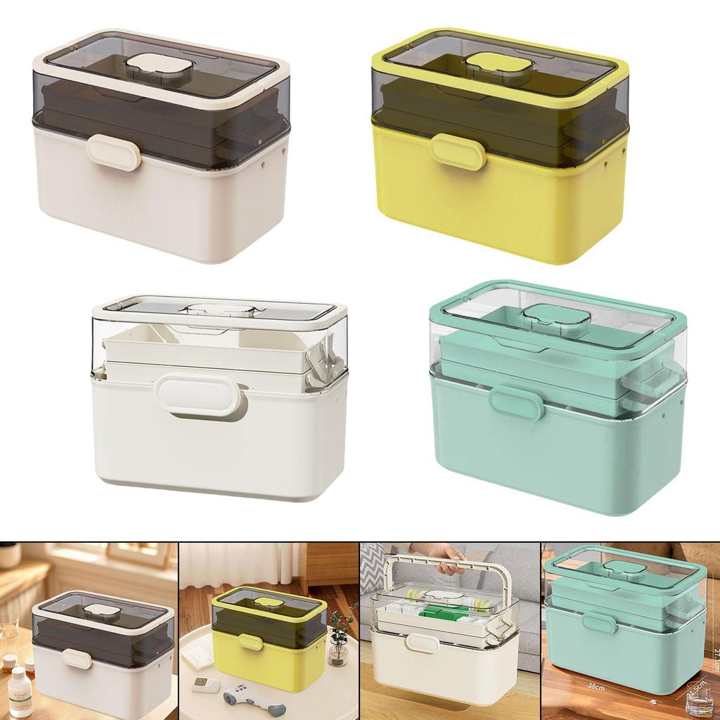 Medicine Box Clear Storage Container Lidded Large Capacity Art Crafts Case Sewing Supplies