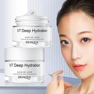 Crème de maquillage paresseuse hydratante cristalline, légère et respirante, correcteur de maquillage naturel, maquillage Nude V7, crème pour le visage uni