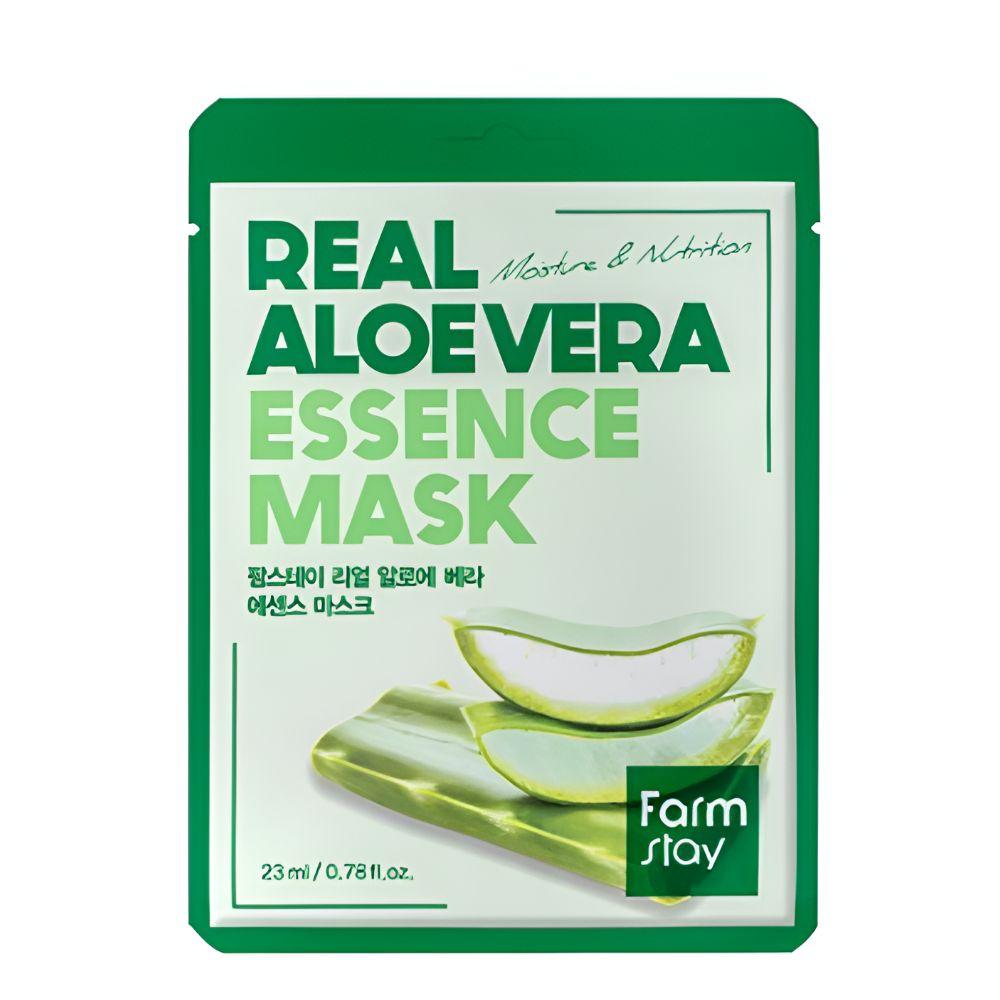 Farmstay Real Aloe Vera Essence Sheet Mask Soothing Hydrating Face Mask 20 Sheets