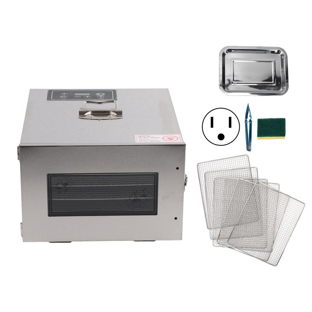 400W Sušička potravin Nerezová ocel 6 táců Elektrický stroj na sušení potravin na ovoce zeleninu US zástrčka