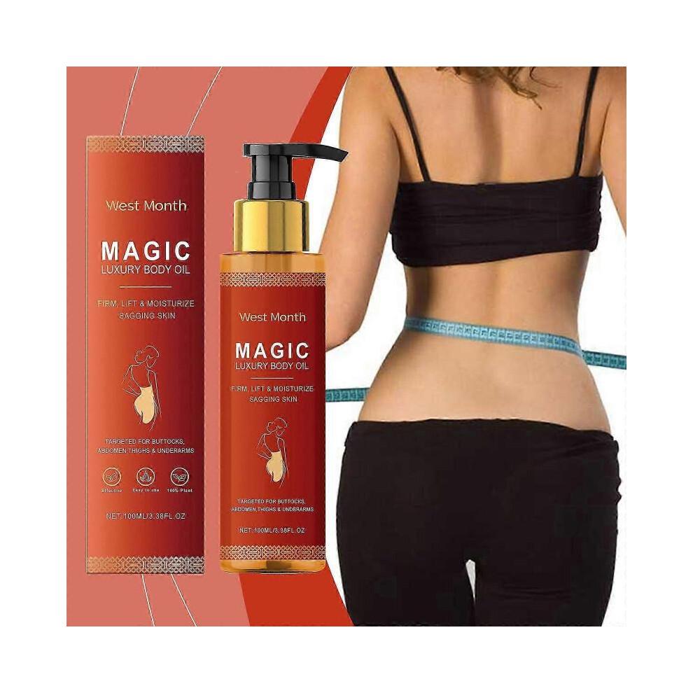 (2 pezzi)Olio Corporeo Magico, 100ml Oli per il Corpo - Rimpolpa, Rassoda, Tonifica E Idrata la Pelle Cadente, Braccia, Petto, Cosce e Pancia, Adatto per l'Uso su Tutto il Corpo