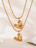 Oumayka 18K Gold-Plated Stainless Steel Heart & Round Bead Necklace