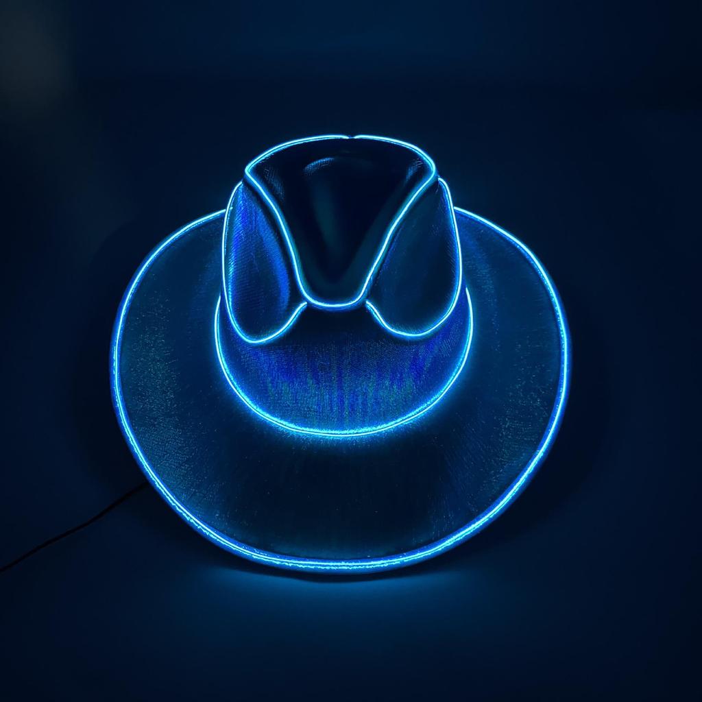 Iridescent LED Light-Up Cowboy Hat for Cosplay & Halloween