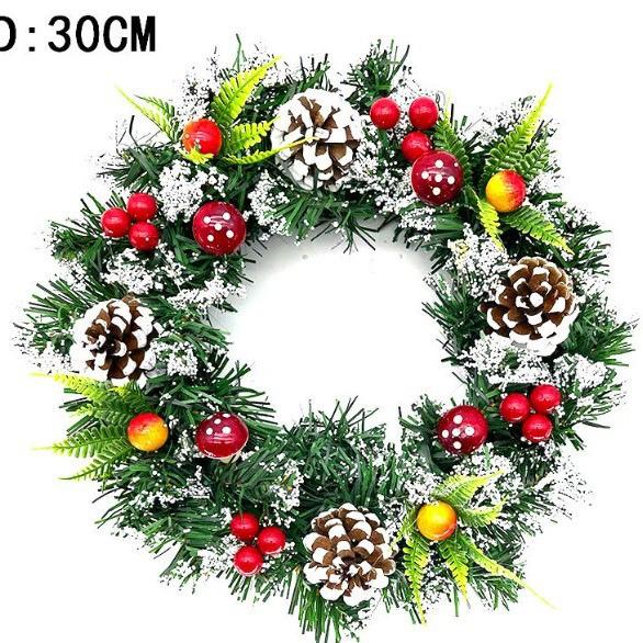 Wooden American Style Christmas Wreath Door Sign Flat Printed Plaque for Window and Decoration