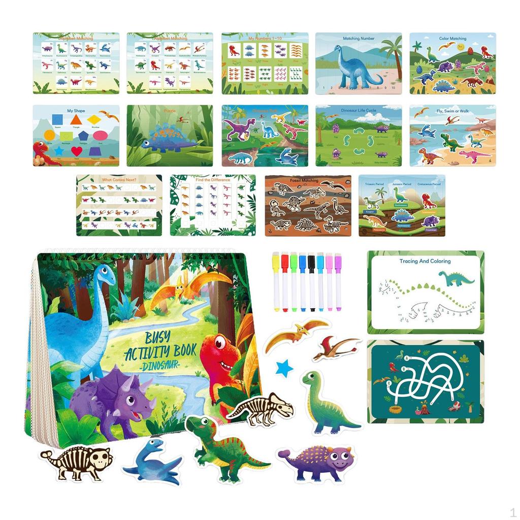 Dinosaur Busy Book Sensory Baby Preschool Toy Parent Child Interactive Educational Learning
