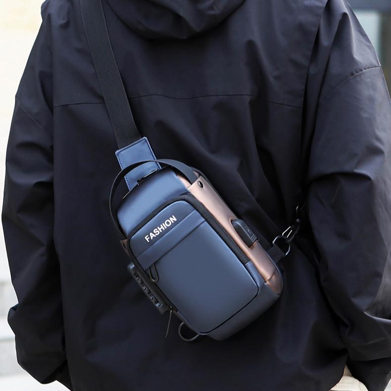 Diagonal Bag Men's Advanced Chest Bag Outside Waterproof Shoulder Backpack Portable Mobile Phone Passport Bag