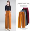 Women's Stylish Elastic Waist Wide-Leg Pants - Spring/Autumn 2026 Lace-Up Casual Drape