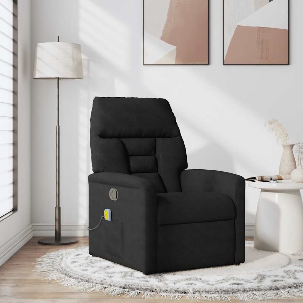 Vidaxl Foldable Massage Armchair, Black, Upholstered with Microfiber