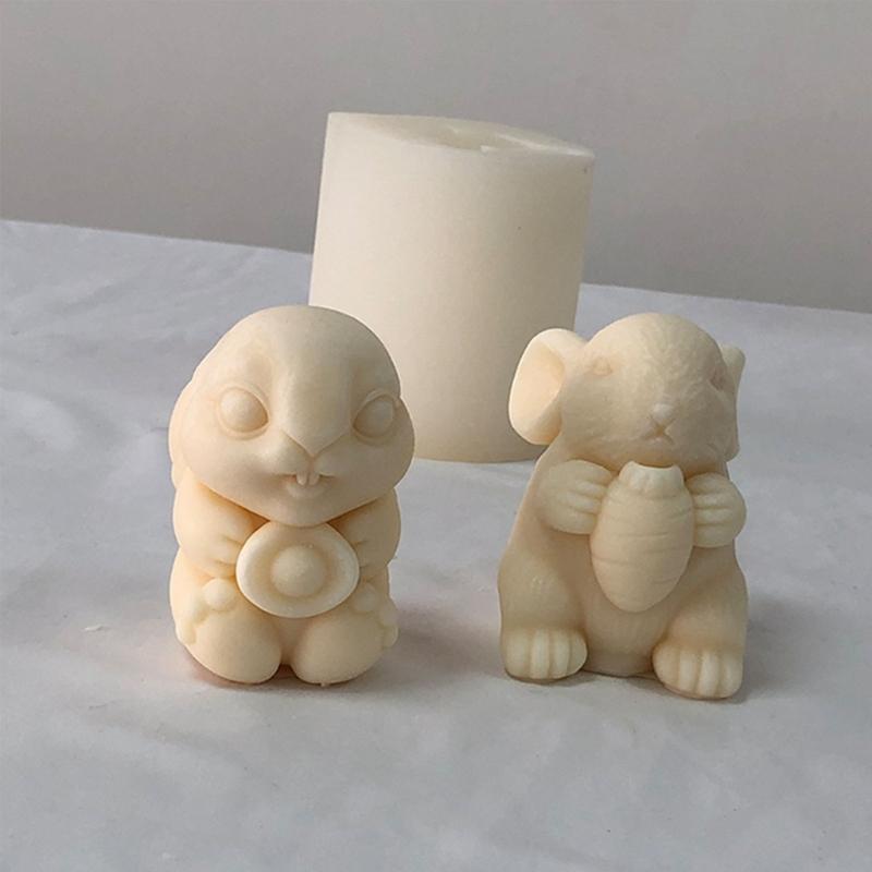 Easters-Rabbit Molds Rabbits Silicones Candle Molds Cute 3d-Rabbit Molds Resins Soap Molds Candle Scented-Making Supply
