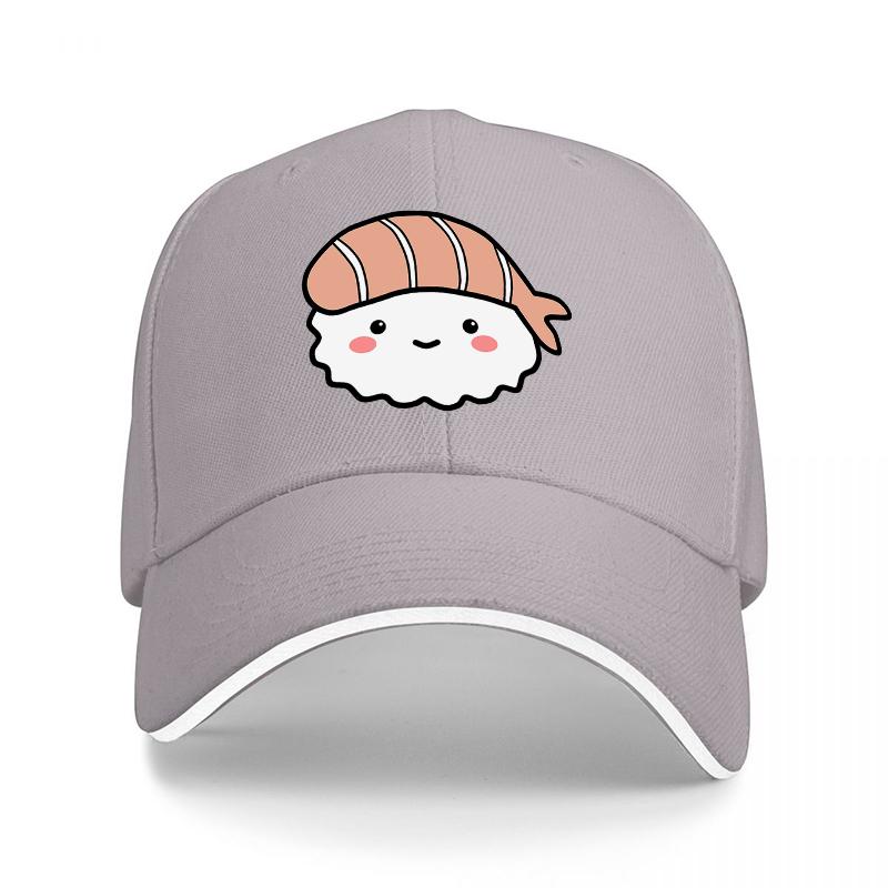 Cute Sushi Character Baseball Cap Black Hat with Adorable Kawaii Design for Food Lovers and Fashion Enthusiasts