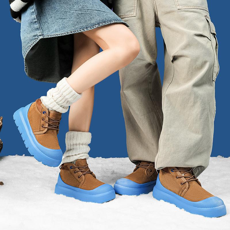 Stejné pro muže i ženy v zimě 2025, nové ležérní všestranné sametové teplé sněhule, větruodolné kotníkové boty a bavlněné boty proti mrazu.
