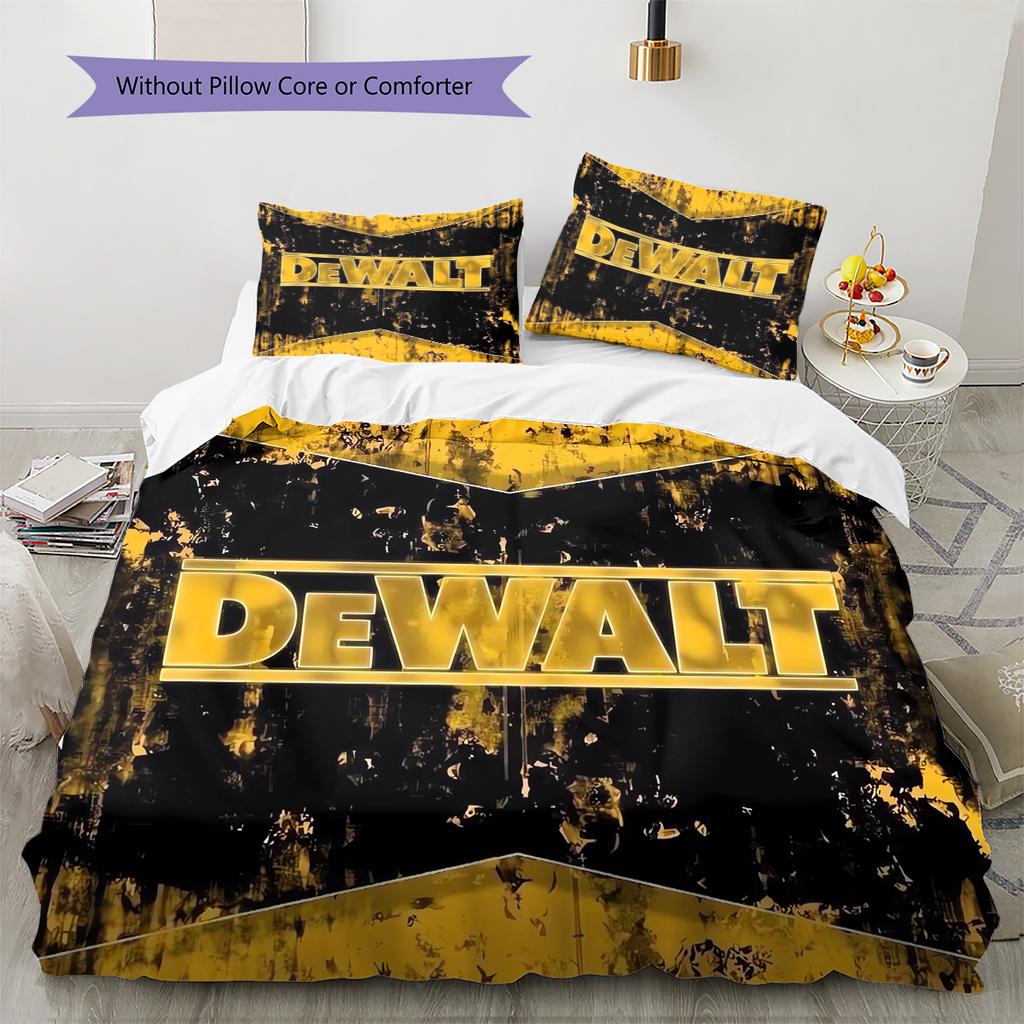 Dewalt Tool Pattern Bedding Quilt Set Quilt Cover Pillowcase Home Decoration Gift (1 * duvet cover + 2 * pillowcase, without core)
